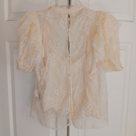 Free People Secret Admirer Mock Neck  Cream Lace Top. Size S. - Picture 11 of 15